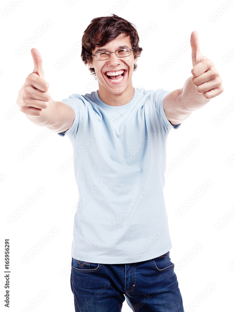 Guy showing thumbs up sign Guy showing thumbs up sign