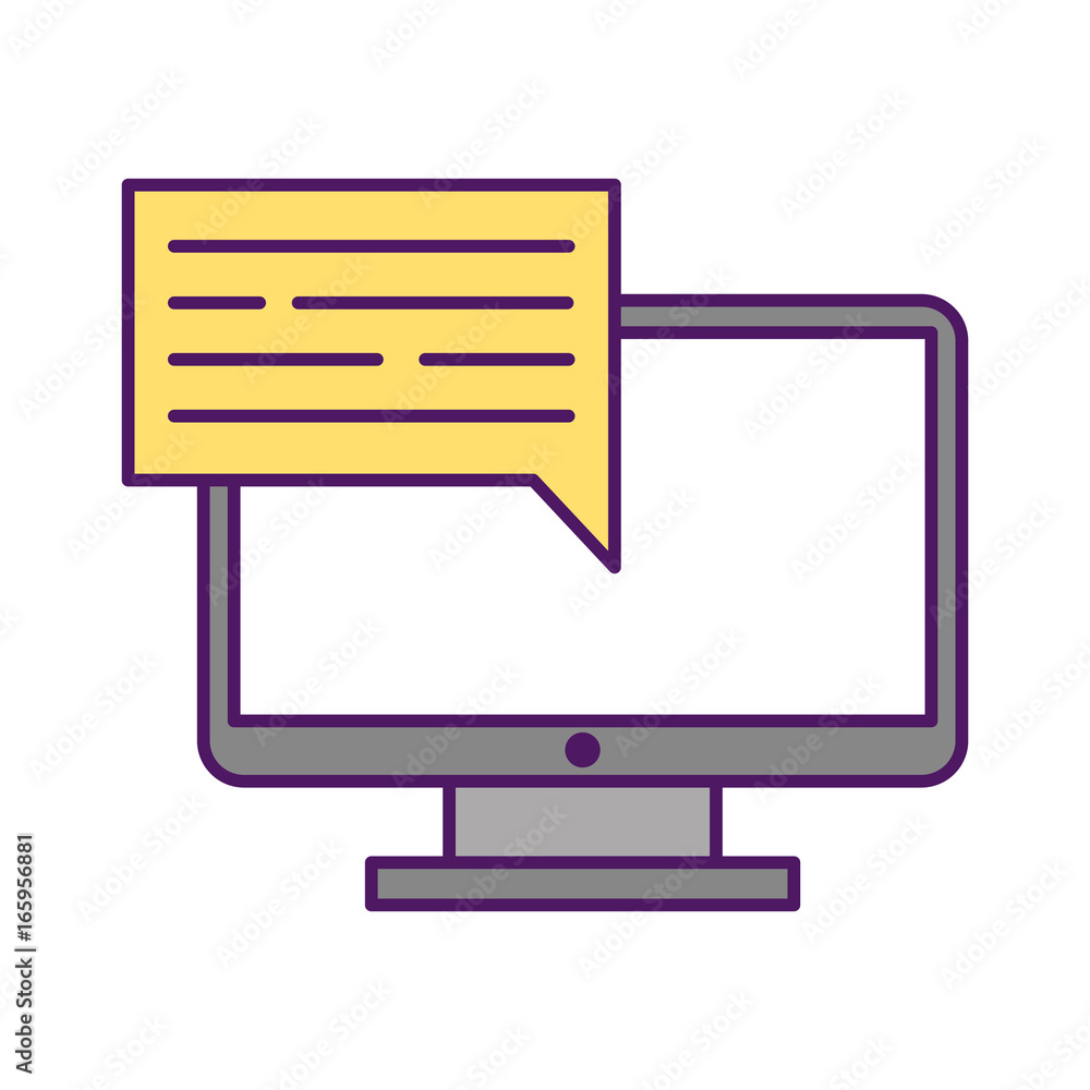 computer desktop with speech bubble computer desktop with speech bubble