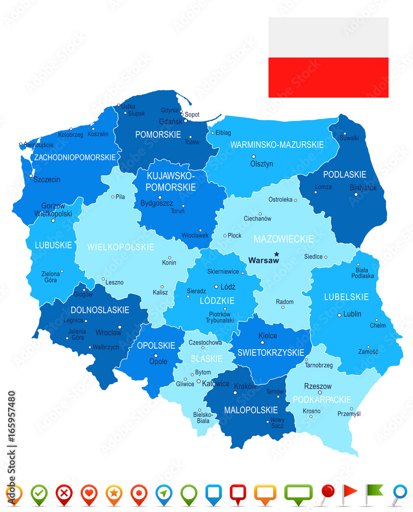 Obraz premium Poland - map and flag illustration