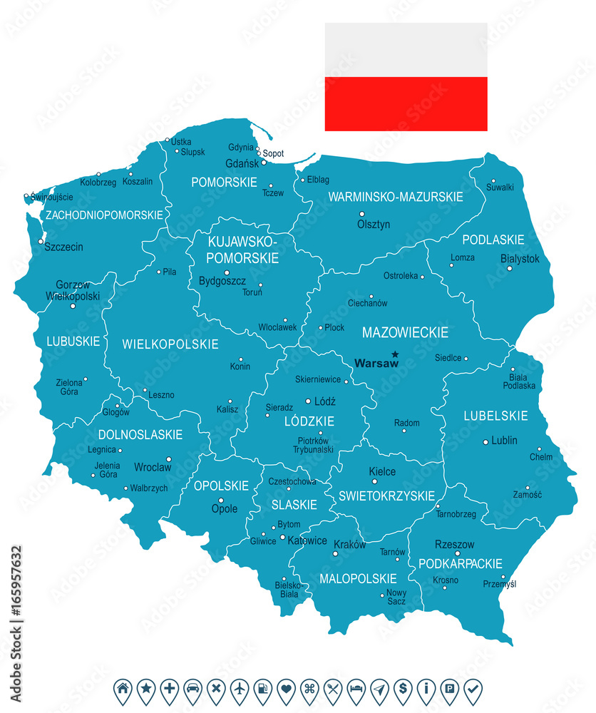 Obraz premium Poland - map and flag illustration