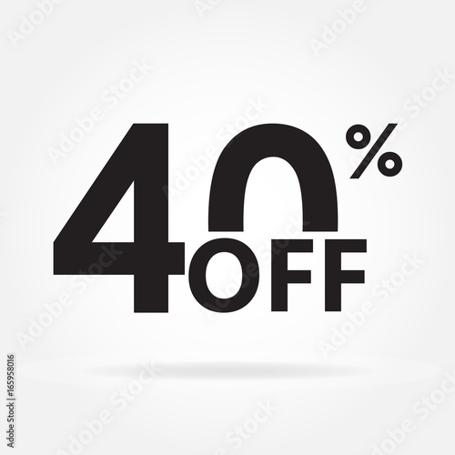 40% off. Sale and discount price sign or icon. Sales design template. Shopping and low price symbol. Vector illustration.