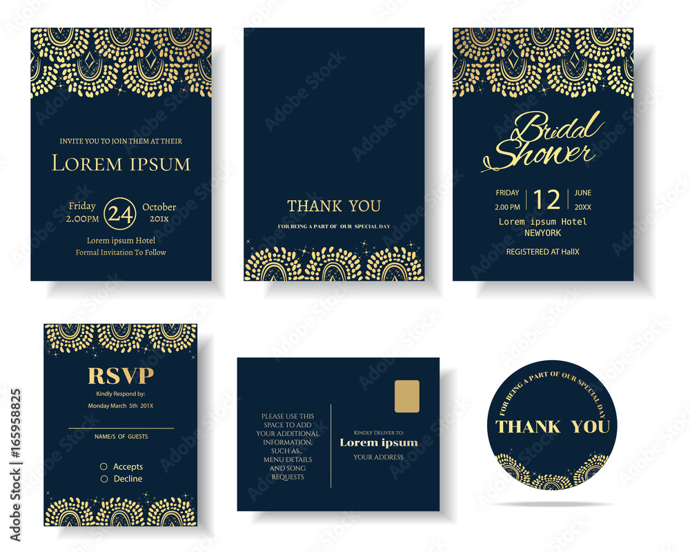 Set of Muslim Wedding invitation card.Template greeting card,Vintage  decorative elements.Vector/Illustration Stock Vector | Adobe Stock