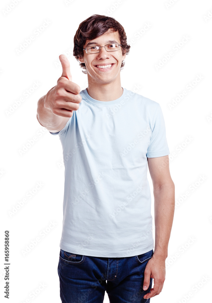 Guy showing thumb up sign