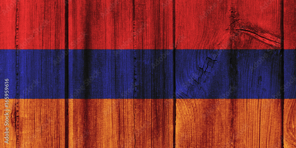 Armenia flag painted on wooden wall for background Armenia flag painted on wooden wall for background