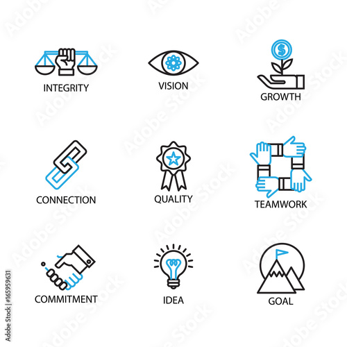 Modern Thin Line Icon and Pictogram, Business Core Value Concept, Flat thin line designed vector Illustrator