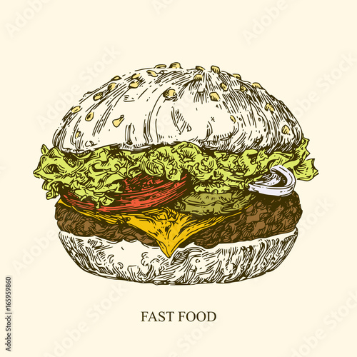 Fast food. Burger. Vector illustration.