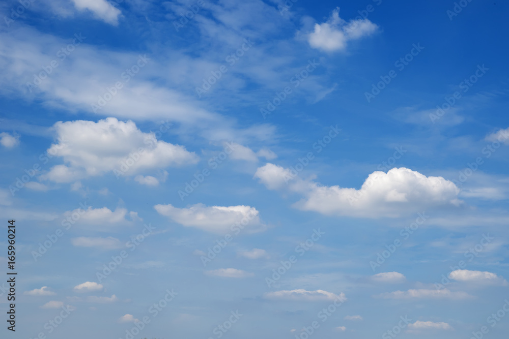 Blue beautiful sky with snow-white clouds of different shapes, background Blue beautiful sky with snow-white clouds of different shapes, background