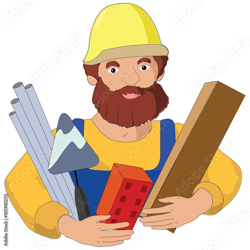Builder profession flat illustration
