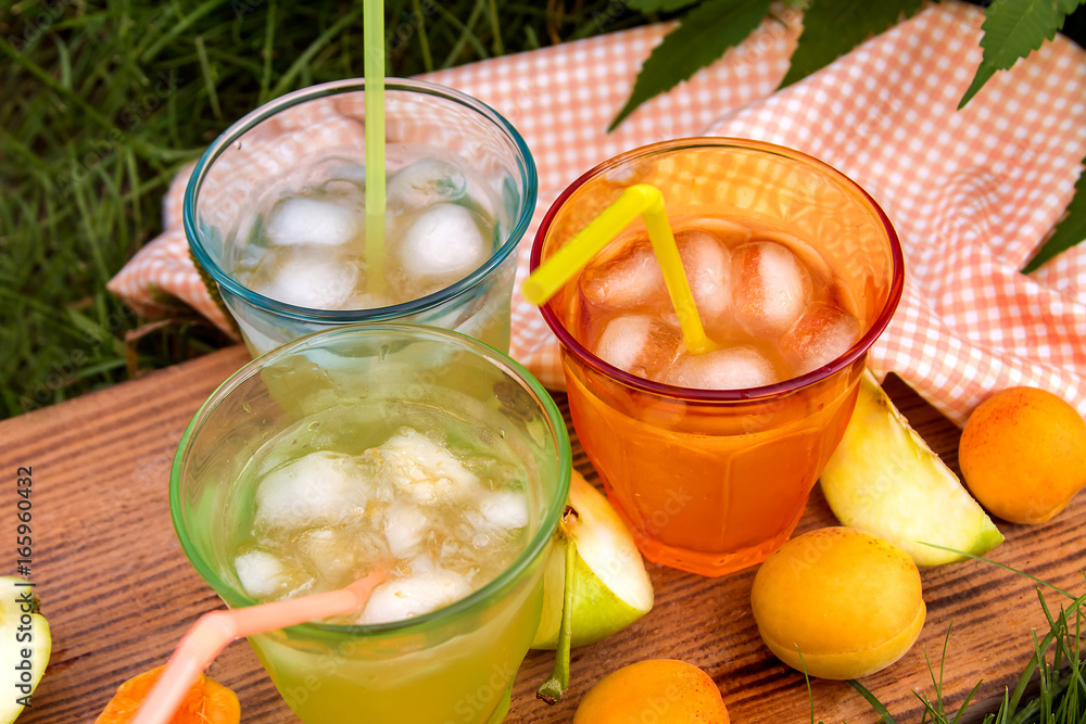 Fototapeta premium Homemade lemonade of ripe peaches