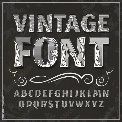 Vector vintage font. Retro font.