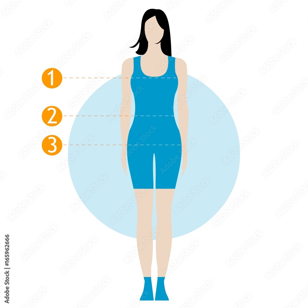 Vector illustration. Woman measurement for your shop. Background can be easy removed.