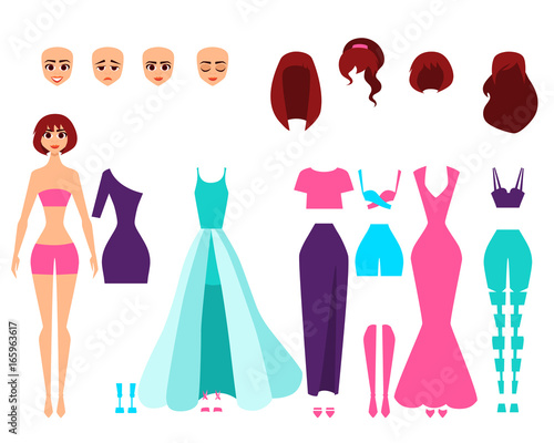 Singer or actress set of character creation. Vector illustration