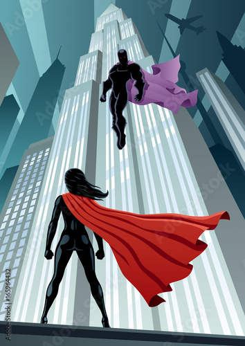 Heroine Versus Villain / Super heroine facing supervillain. 