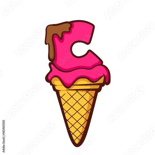 Ice Cream Cone With Letter C