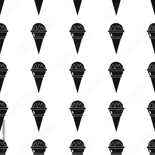 Glaze ice cream in a cup seamless pattern vector illustration background. Black silhouette ice cream stylish texture. Repeating ice cream seamless pattern background for food design and web