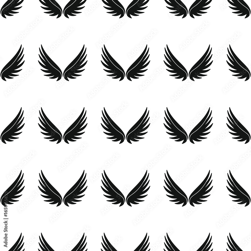 Wings seamless pattern vector illustration background. Black silhouette wings stylish texture. Repeating wings seamless pattern background for your design and web Wings seamless pattern vector illustration background. Black silhouette wings stylish texture. Repeating wings seamless pattern background for your design and web