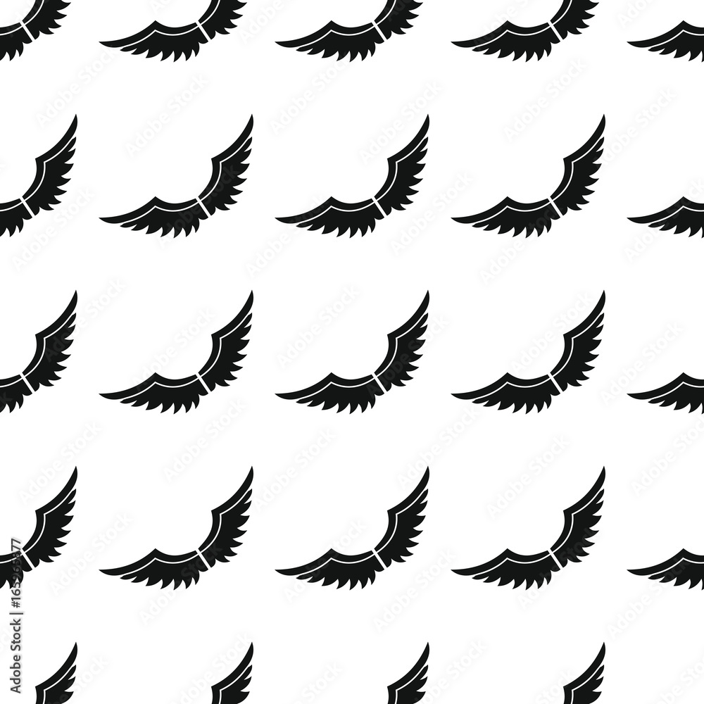 Fototapeta premium Wings seamless pattern vector illustration background. Black silhouette wings stylish texture. Repeating wings seamless pattern background for your design and web