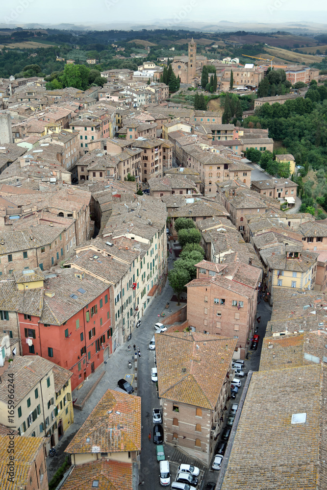 rooftop view of Siena, Italy. View from Mangia Tower