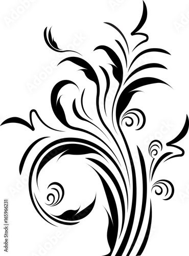 Floral branch for design or tattoo