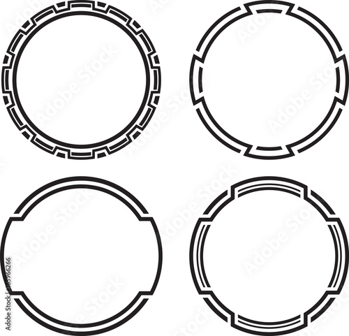 Set of 4 black solid templates for rubber stamps