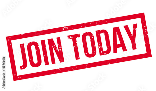 Join Today rubber stamp. Grunge design with dust scratches. Effects can be easily removed for a clean, crisp look. Color is easily changed.