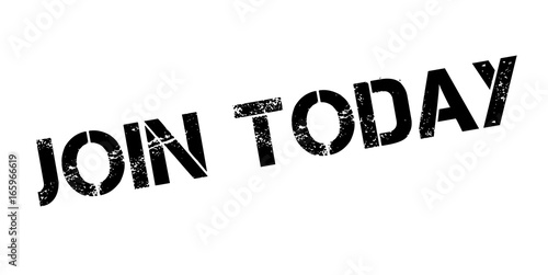 Join Today rubber stamp. Grunge design with dust scratches. Effects can be easily removed for a clean, crisp look. Color is easily changed.