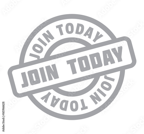 Join Today rubber stamp. Grunge design with dust scratches. Effects can be easily removed for a clean, crisp look. Color is easily changed.