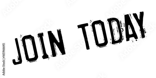 Join Today rubber stamp. Grunge design with dust scratches. Effects can be easily removed for a clean, crisp look. Color is easily changed.