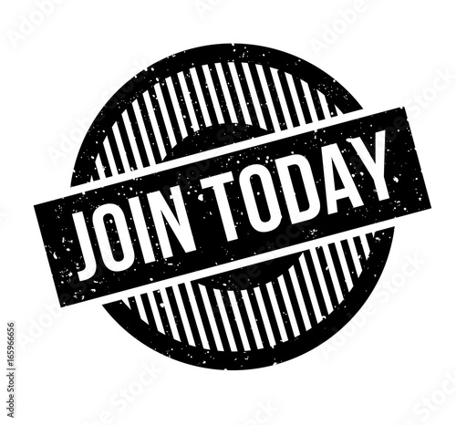 Join Today rubber stamp. Grunge design with dust scratches. Effects can be easily removed for a clean, crisp look. Color is easily changed.