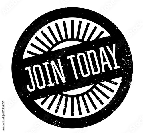 Join Today rubber stamp. Grunge design with dust scratches. Effects can be easily removed for a clean, crisp look. Color is easily changed.