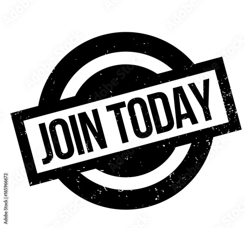 Join Today rubber stamp. Grunge design with dust scratches. Effects can be easily removed for a clean, crisp look. Color is easily changed.