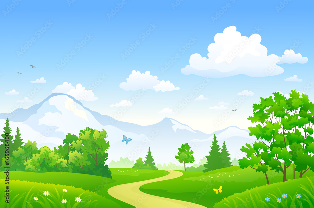 Naklejka premium Summer forest landscape