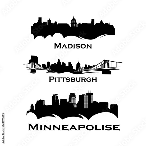 Cityscapes Skylines of america washington, new york, dallas, las vegas, hauston, los angeles, minneapolise, pittsburgh, san francisco, seattle, madison, philladelphia, miami, chicago