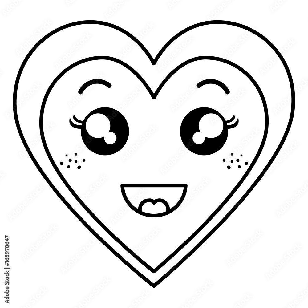 heart love card kawaii character heart love card kawaii character