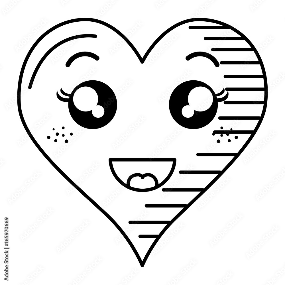 heart love card kawaii character heart love card kawaii character