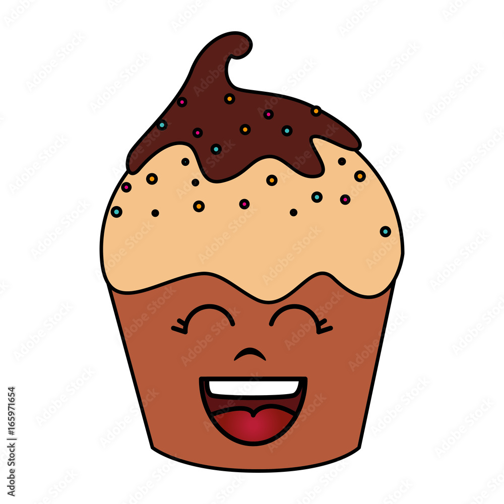 delicious cupcake celebration kawaii character delicious cupcake celebration kawaii character