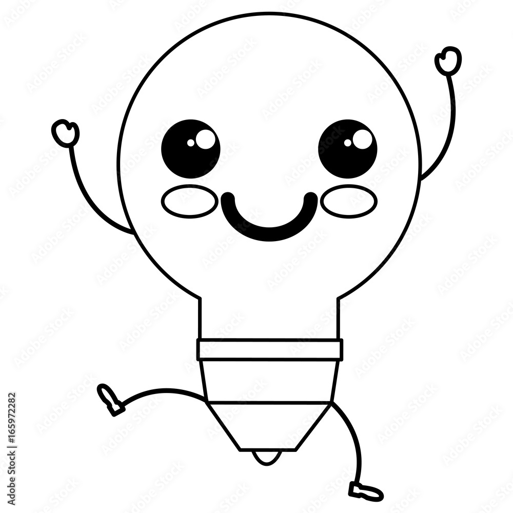 bulb light kawaii character bulb light kawaii character