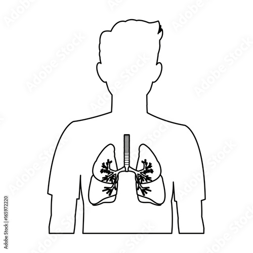 human silhouette with respiratory system