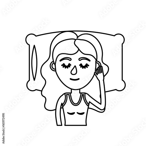 line woman with hairstyle desing sleeping