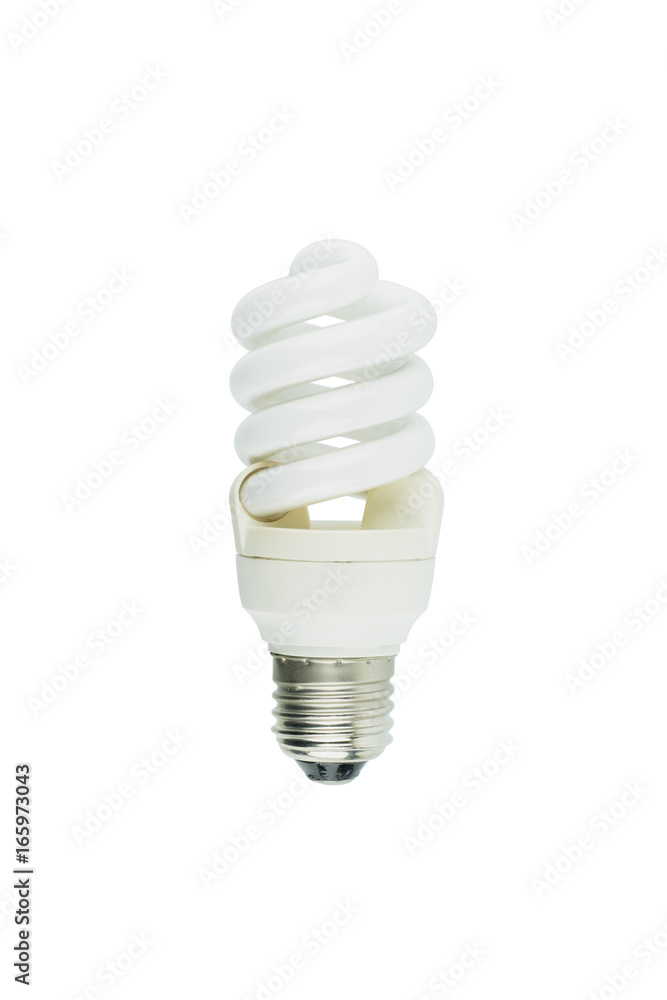 Energy saving fluorescent light bulb on white bakground Energy saving fluorescent light bulb on white bakground