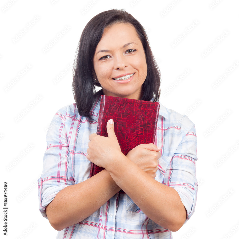 Beautiful Young Сollege Girl Holding Book in Hands Beautiful Young Сollege Girl Holding Book in Hands