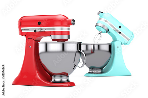 Multicolour Kitchen Stand Food Mixers. 3d Rendering