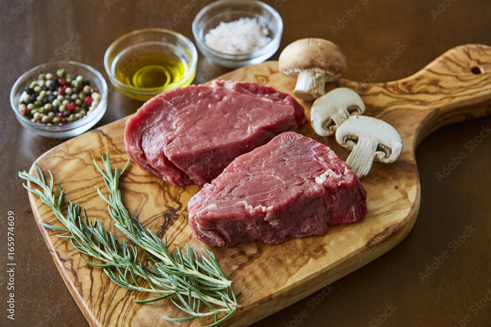 Fresh raw beef steak sliced ready for grill Fresh raw beef steak sliced ready for grill