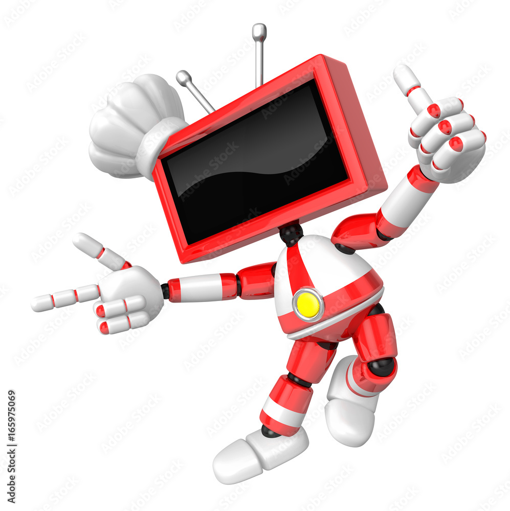 Red TV character are kindly guidance. Create 3D Television Robot Series. Red TV character are kindly guidance. Create 3D Television Robot Series.