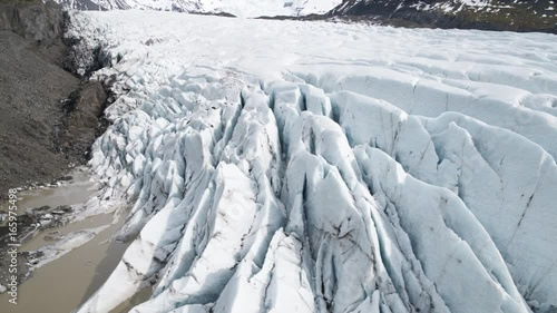 Snowy glaciers in Iceland, overhead shot
