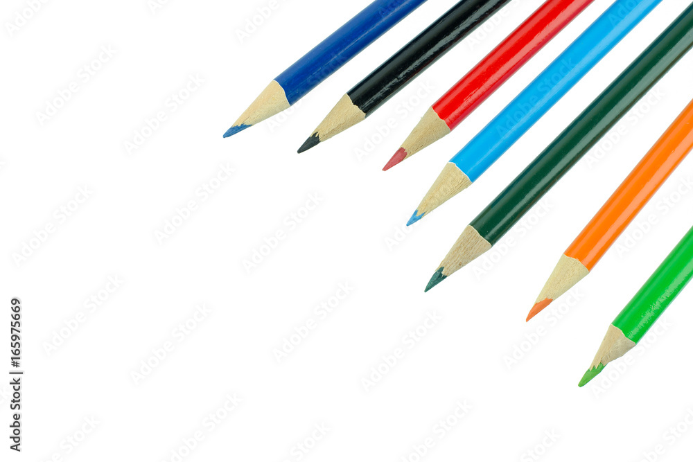 Multicolored pencils isolated on white background Multicolored pencils isolated on white background