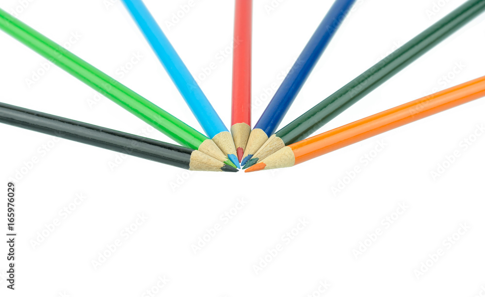 Multicolored pencils isolated on white background Multicolored pencils isolated on white background