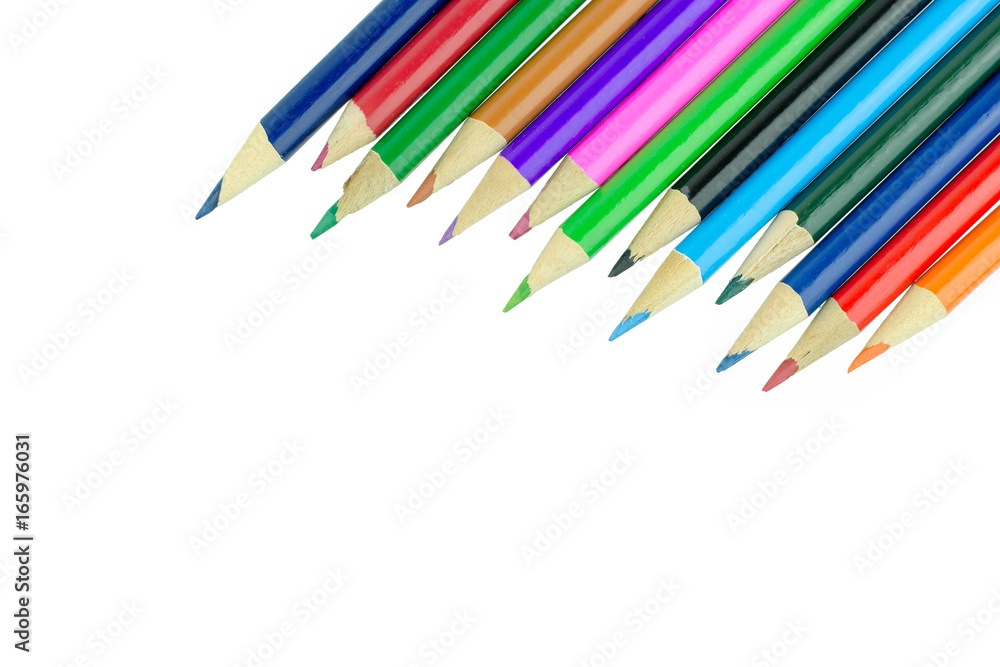 Multicolored pencils isolated on white background Multicolored pencils isolated on white background
