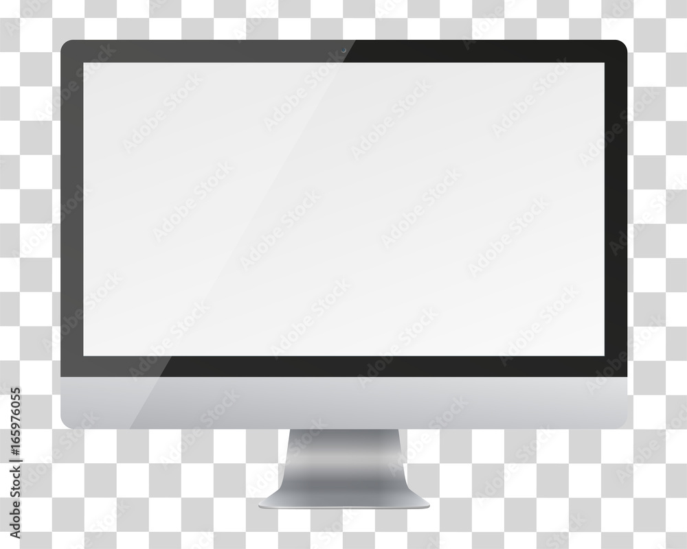 Computer monitor display with blank screen isolated on transparent background. Computer monitor display with blank screen isolated on transparent background.
