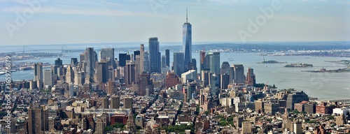 The skyline of midtown and downtown New York City.